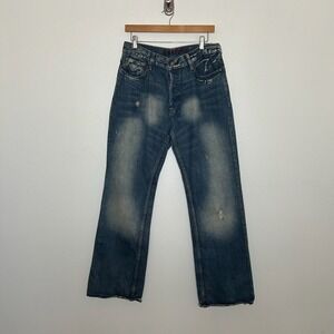 Ezra Fitch Abercrombie Distressed Wide Leg Denim Jeans Blue Sz 30 x 30